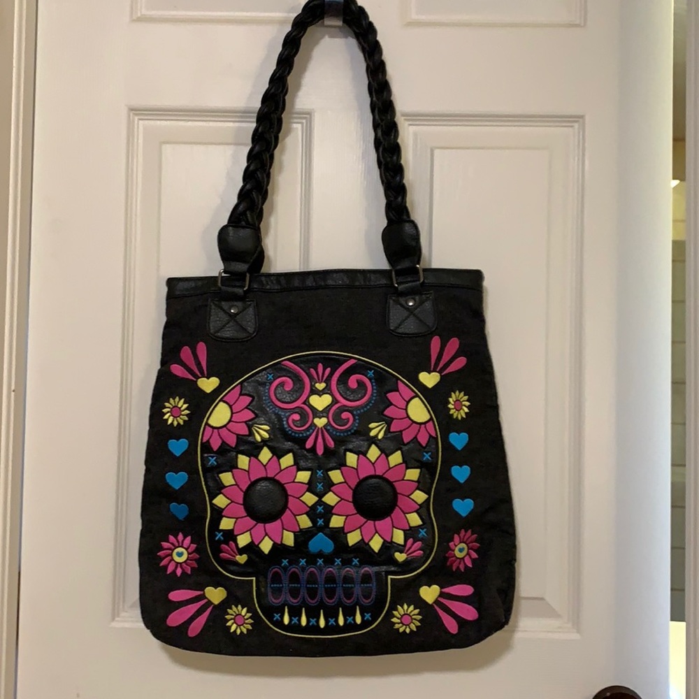 Loungefly Denim Sugar Skull Tote